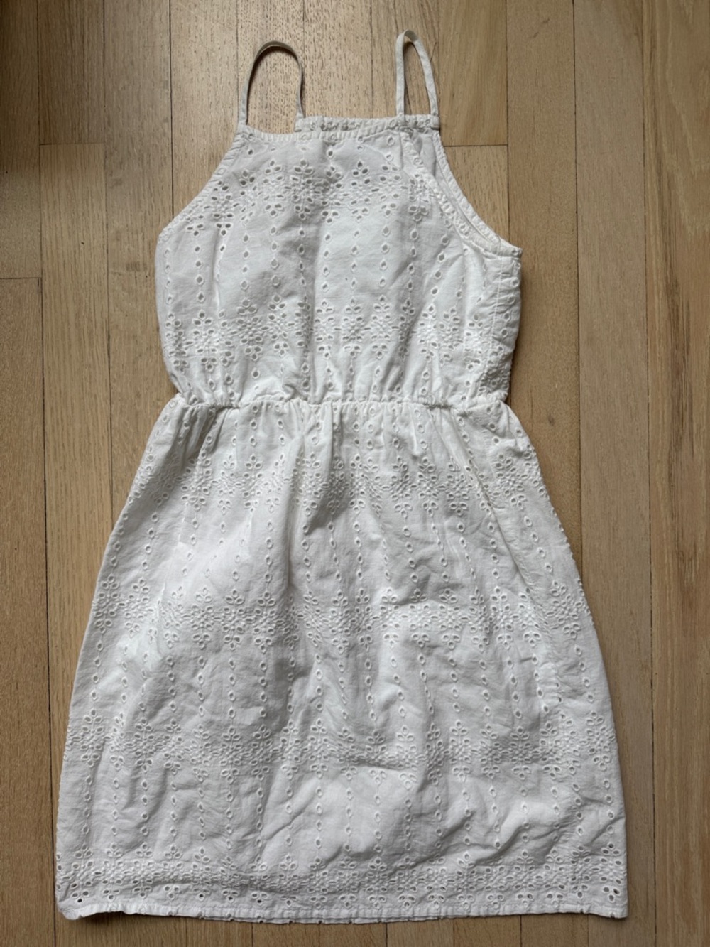 Old Navy Girls Eyelet embroidered tank dress, white, 8